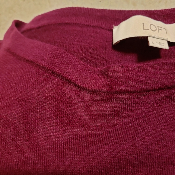 LOFT | PEPLUM SCOOPNECKED WOOL BLEND BURGANDY TOP - Picture 6 of 8